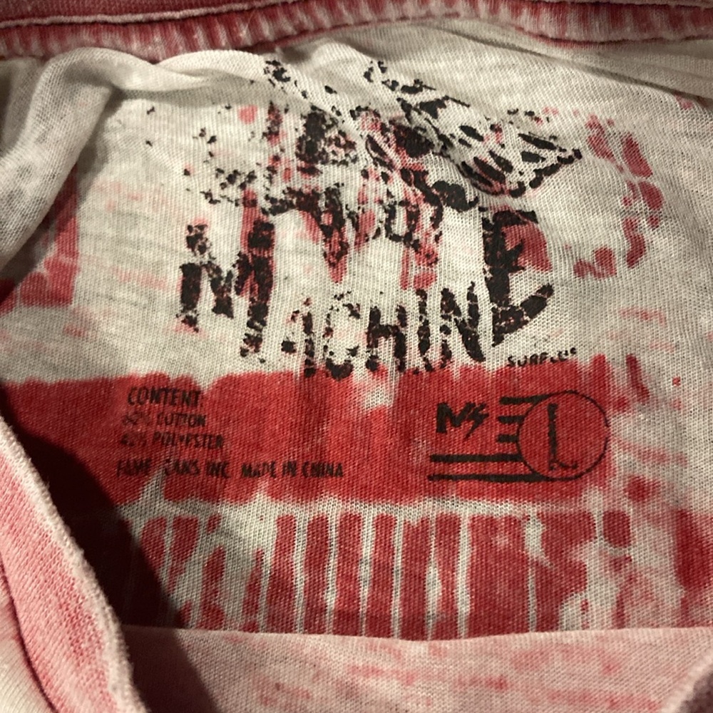 Machine Red and White Graphic Tee made see through - Picture 2 of 6